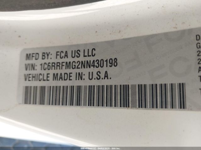 1C6RRFMG2NN430198 RAM 1500 Big Horn  4x4 6'4 Box