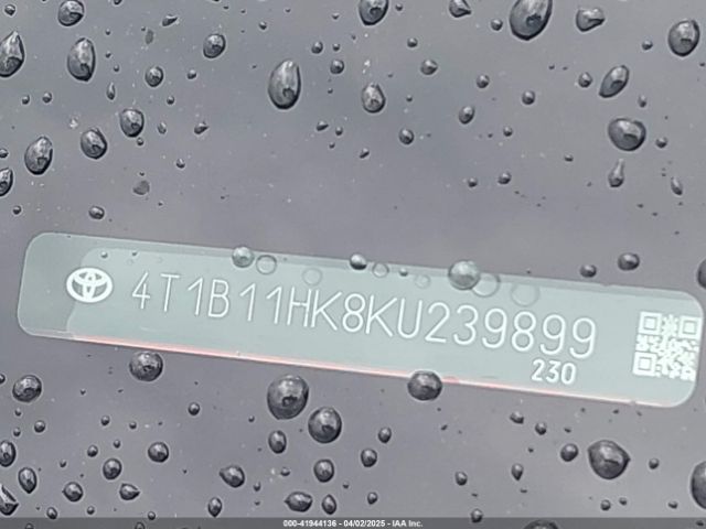 4T1B11HK8KU239899 Toyota CAMRY SE