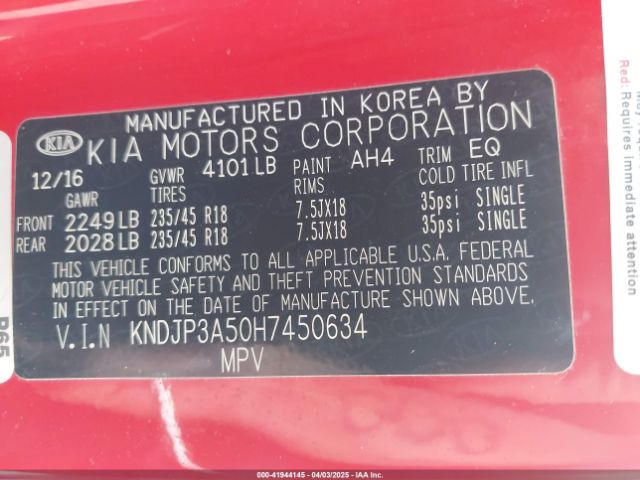KNDJP3A50H7450634 KIA SOUL +