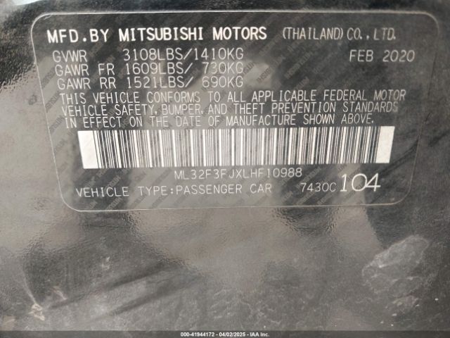 ML32F3FJXLHF10988 Mitsubishi Mirage G4 Es