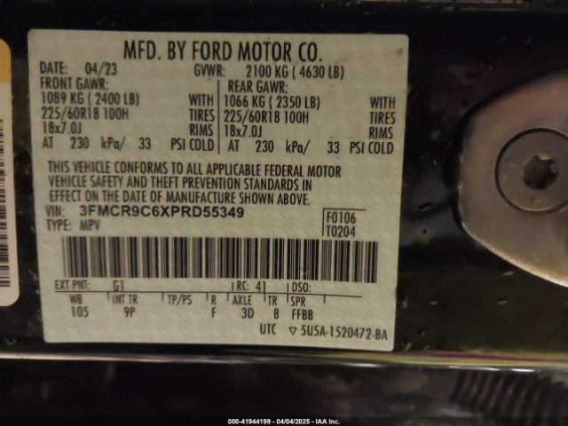 3FMCR9C6XPRD55349 Ford Bronco Sport Outer Banks