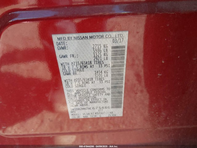 Nissan Pathfinder S 2017 5N1DR2MN7HC675486 Image 9