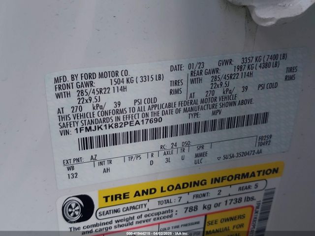 1FMJK1K82PEA17690 Ford Expedition Limited Max