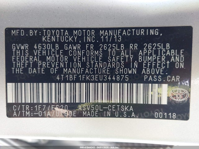4T1BF1FK3EU344875 Toyota CAMRY SE