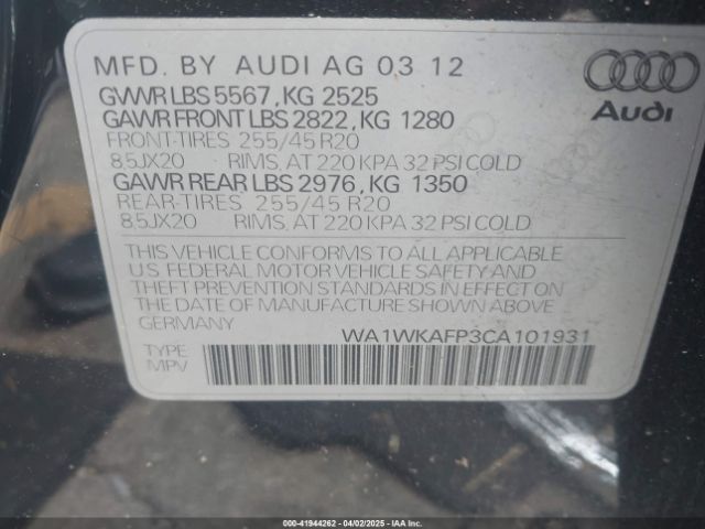 2012 AUDI Q5 WA1WKAFP3CA101931 Photo 8