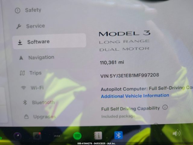 5YJ3E1EB1MF997208 Tesla Model 3 Long Range Dual Motor All-wheel Drive