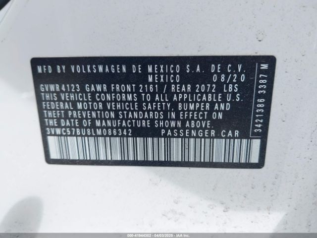 3VWC57BU8LM086342 Volkswagen Jetta 1.4t R-line/1.4t S/1.4t Se
