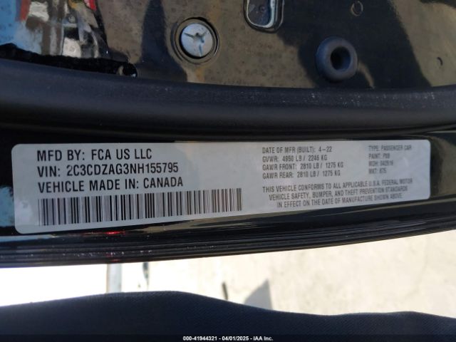 2022 DODGE CHALLENGER 2C3CDZAG3NH155795 Photo 8