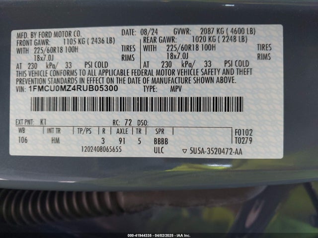 1FMCU0MZ4RUB05300 Ford Escape St-line