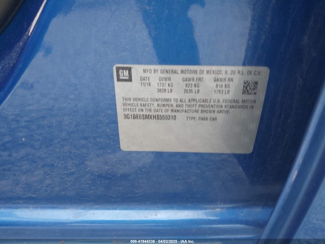 3G1BE6SMXHS559310 Chevrolet Cruze Lt Auto