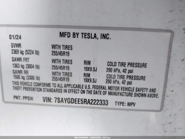 7SAYGDEE5RA222333 Tesla Model Y Long Range Dual Motor All-wheel Drive