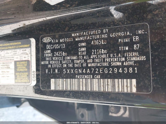 5XXGN4A72EG294381 KIA OPTIMA EX