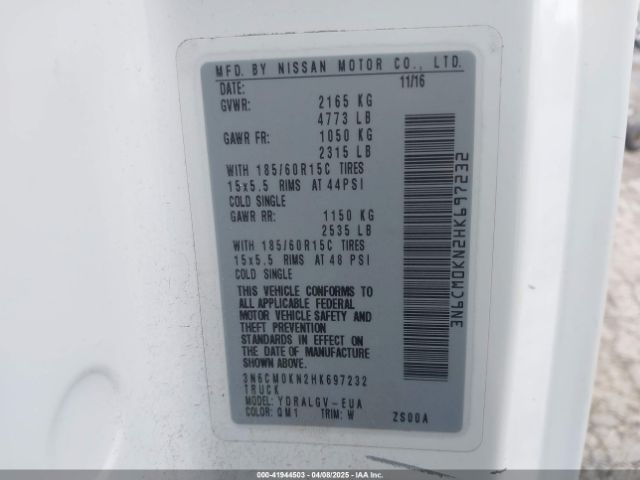 3N6CM0KN2HK697232 Nissan NV200 SV