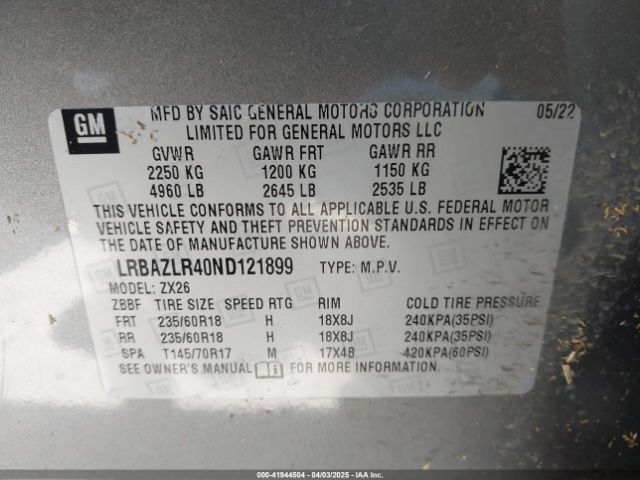 LRBAZLR40ND121899 Buick Envision Fwd Preferred