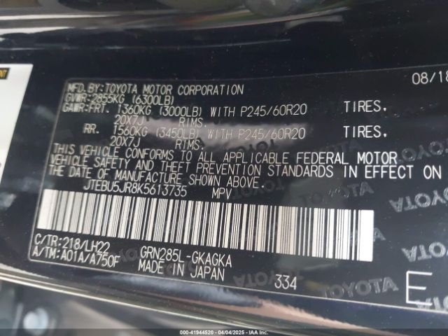 JTEBU5JR8K5613735 Toyota 4runner Limited Nightshade