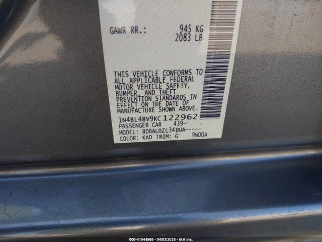 1N4BL4BV9KC122962 Nissan Altima 2.5 S