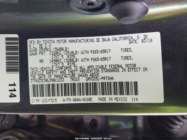 3TMAZ5CN0JM061233 Toyota Tacoma Trd Sport