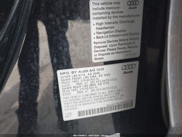 2009 AUDI Q7 WA1AY74L89D006798 Photo 8
