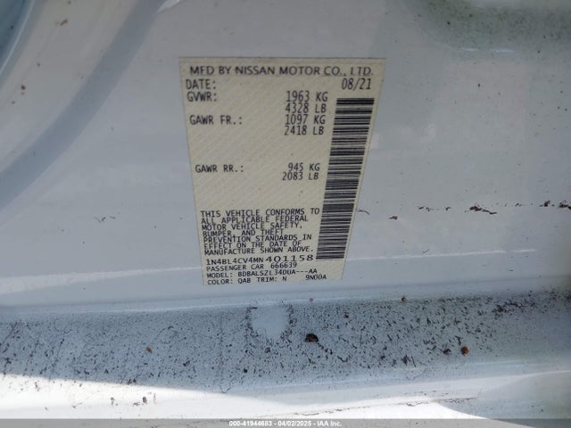 1N4BL4CV4MN401158 Nissan Altima Sr Fwd
