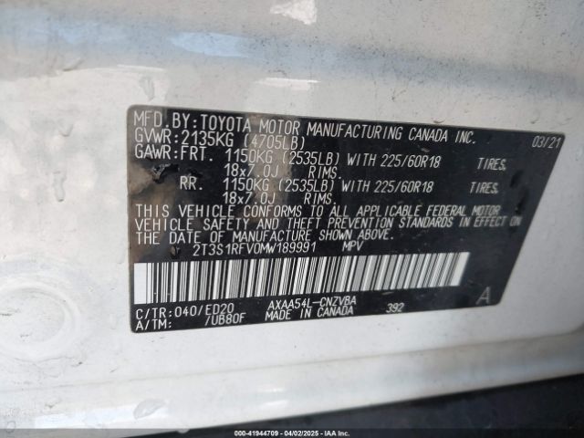 2T3S1RFV0MW189991 Toyota Rav4 Trd Off-road