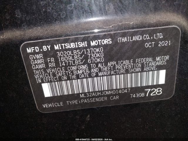ML32AUHJ0MH014047 Mitsubishi Mirage Carbonite Edition/es/le