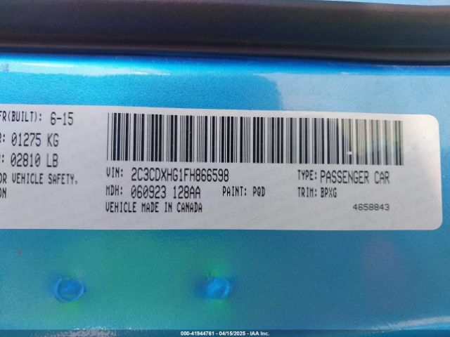 2C3CDXHG1FH866598 Dodge Charger Sxt