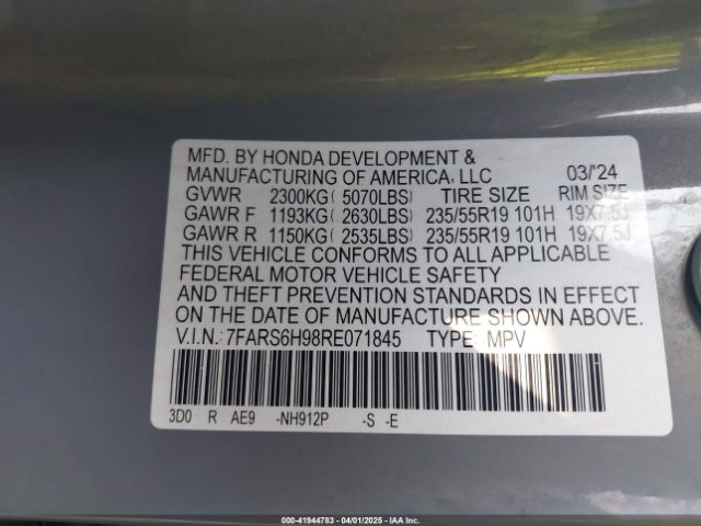 7FARS6H98RE071845 Honda Cr-v Hybrid Sport Touring