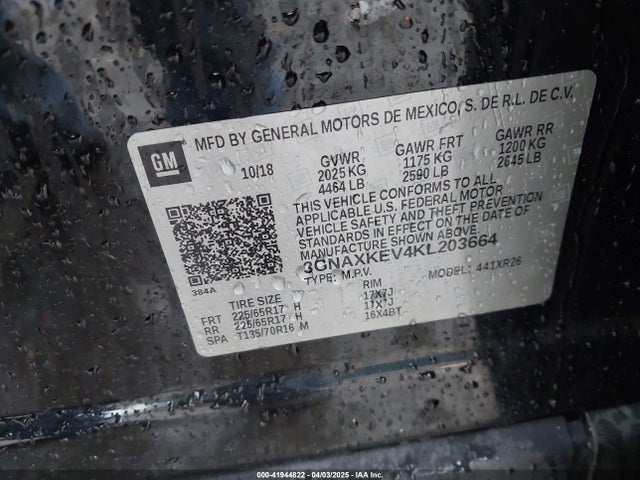 3GNAXKEV4KL203664 Chevrolet EQUINOX LT