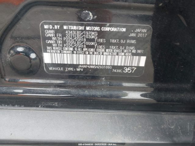 JA4AP4AW5HZ031093 Mitsubishi Outlander Sport 2.4 Sel
