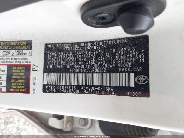4T1BF1FK5EU790252 Toyota CAMRY SE