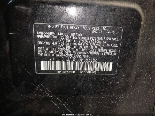 JF2SJADC5GH563168 Subaru Forester 2.5i Premium
