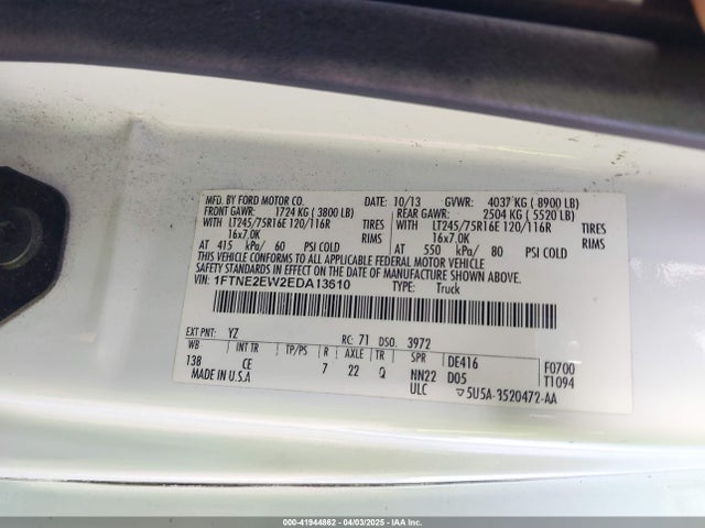 Ford E-250 Commercial 2014 1FTNE2EW2EDA13610 Image 9