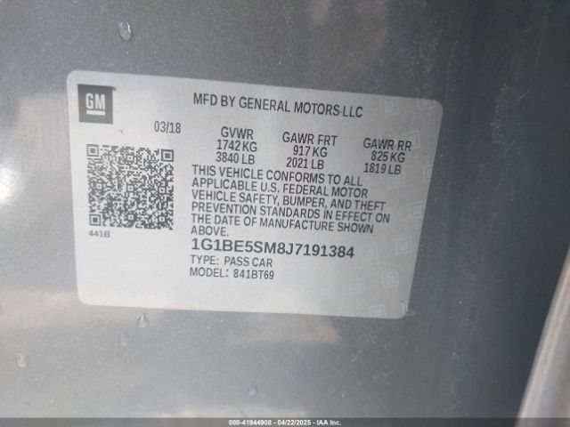 1G1BE5SM8J7191384 Chevrolet Cruze Lt Auto