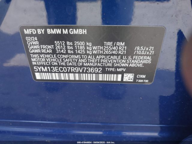 5YM13EC07R9V73692 BMW X3 M