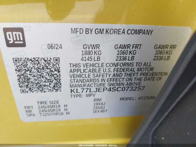 KL77LJEP4SC073257 Chevrolet Trax Fwd 2rs