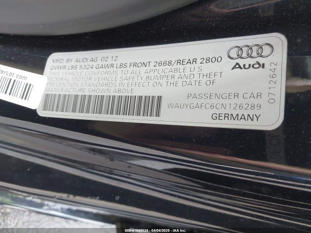 2012 AUDI A7 WAUYGAFC6CN126289 Photo 8