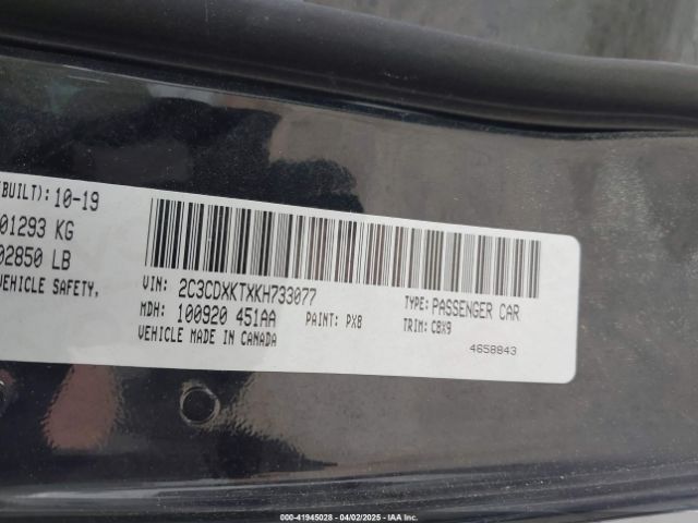 2C3CDXKTXKH733077 Dodge Charger Police Awd