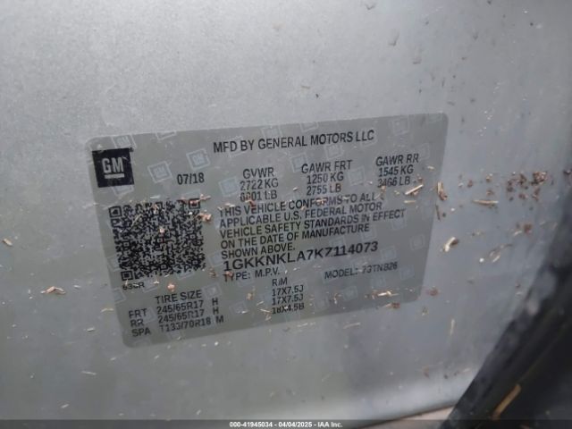 1GKKNKLA7KZ114073 GMC Acadia Sle-1