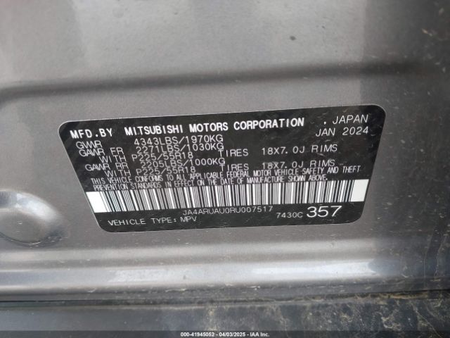 JA4ARUAU0RU007517 Mitsubishi Outlander Sport 2.0 Es Awc/2.0 Le Awc/2.0 Ralliart Awc/2.0 S Awc/2.0 Se Awc/2.0 Trail Edition Awc