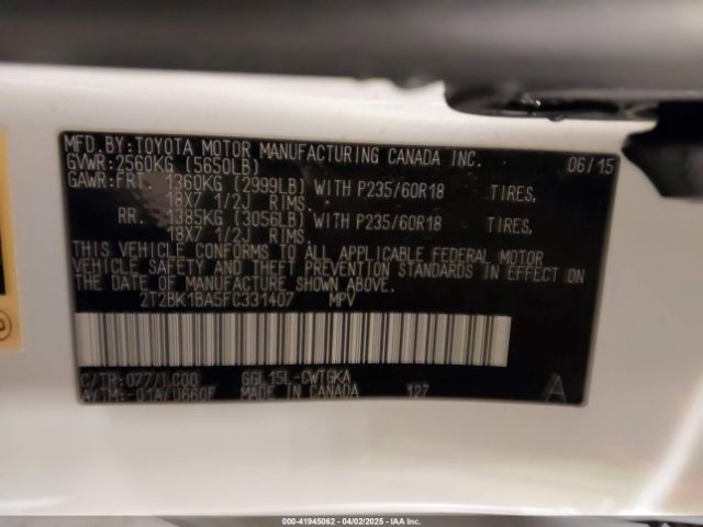2T2BK1BA5FC331407 Lexus RX 350
