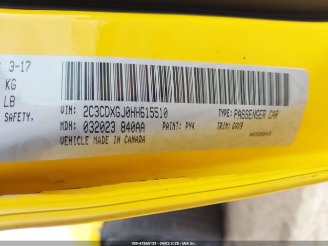 2C3CDXGJ0HH615510 Dodge Charger R/t Scat Pack Rwd