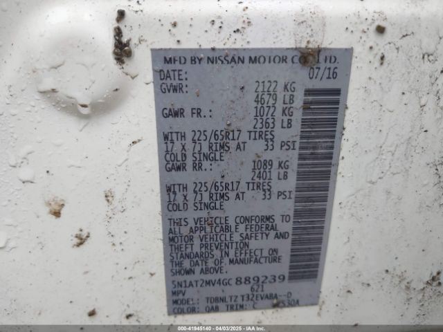 5N1AT2MV4GC889239 Nissan ROGUE SV