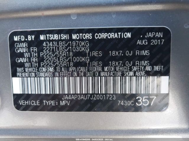 JA4AP3AU7JZ001723 Mitsubishi Outlander Sport 2.0 Es