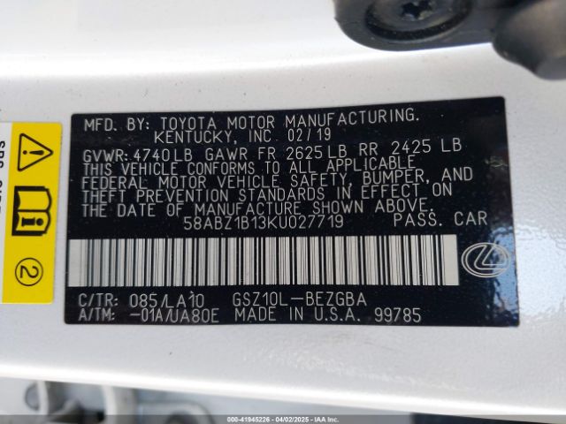 58ABZ1B13KU027719 Lexus ES 350