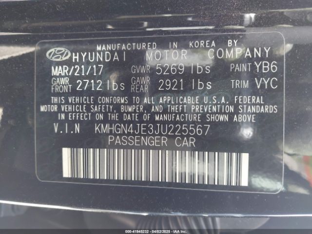 KMHGN4JE3JU225567 Hyundai Genesis