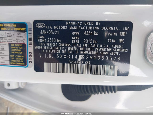 5XXG14J22MG053628 KIA K5 LXS