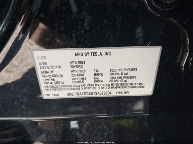 7SAYGDED7SA372294 Tesla Model Y Long Range Dual Motor All-wheel Drive