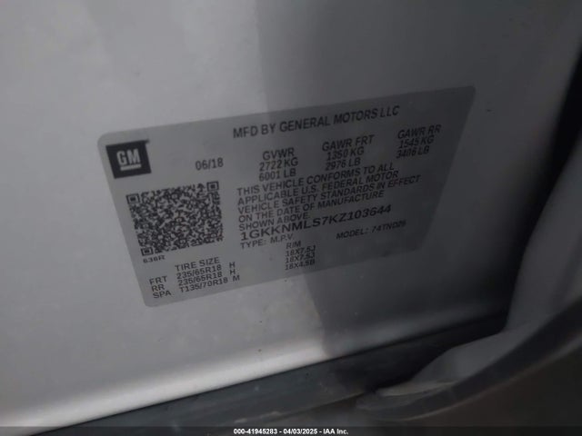 1GKKNMLS7KZ103644 GMC Acadia Slt-1