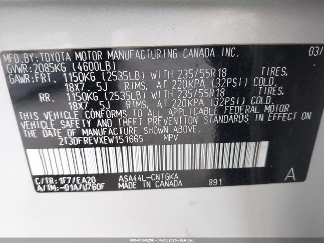 Toyota Rav4 Limited 2014 2T3DFREVXEW151665 Image 9