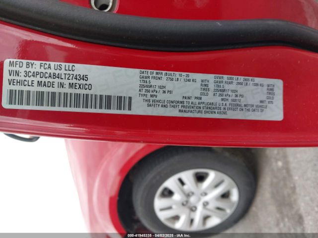 3C4PDCAB4LT274345 Dodge Journey Se Value